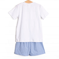 In the Air Adventures Smocked Short Set, Blue