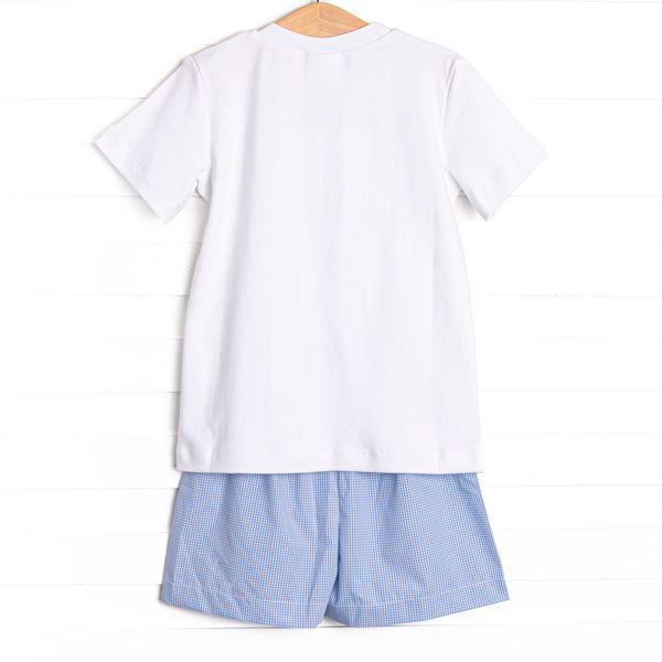 In the Air Adventures Smocked Short Set, Blue