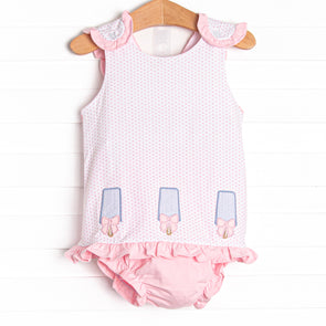 Palm Beach Popsicles Applique Diaper Set, Pink