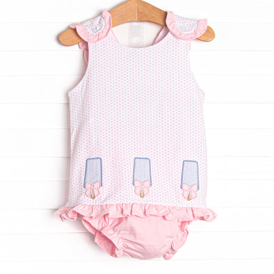 Palm Beach Popsicles Applique Diaper Set, Pink