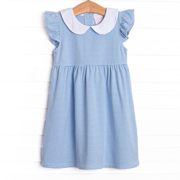 Pippa Dress, Medium Blue Stripe