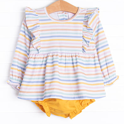 Sunset Stripes Diaper Set, Yellow