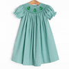 Christmas Tree Trio Smocked Dress, Green Gingham