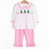 Dots and Decorations Smocked Ruffle Pant Set, Pink