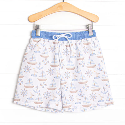 Ahoy Matey Swim Trunks, Blue
