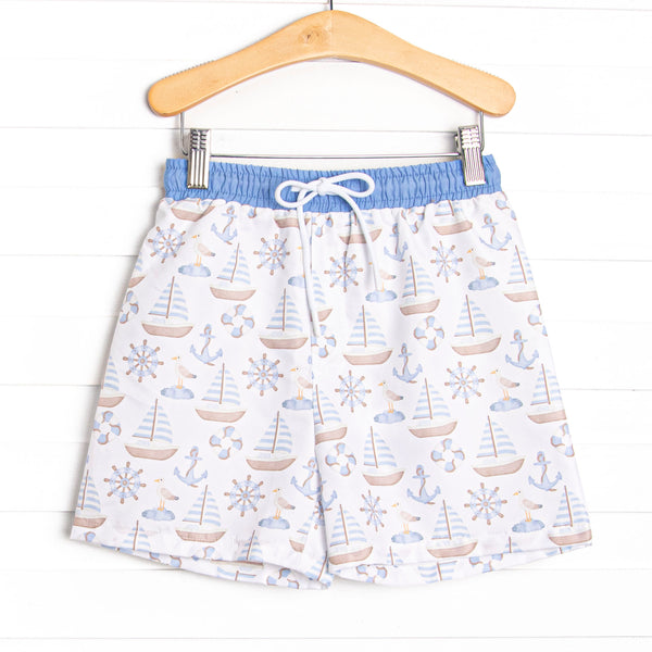 Ahoy Matey Swim Trunks, Blue