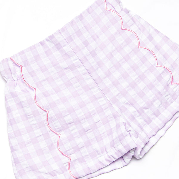 French Violet Frills Ruffle Short Set, Purple