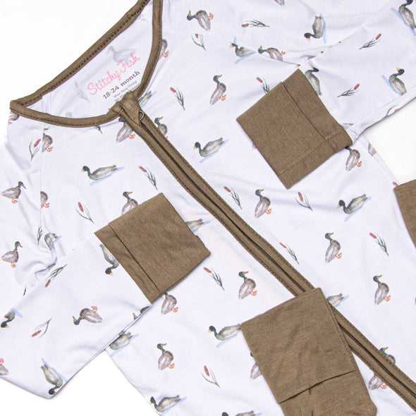 Migrating Mallard Bamboo Zippy Pajama, Green