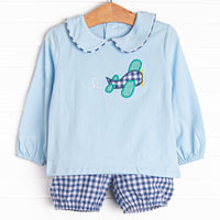 Take Off Time Applique Bloomer Set, Blue