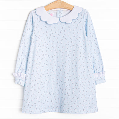 Powder Blue Petals Dress, Blue