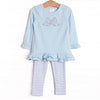 Gorgeous Bow Applique Legging Set, Blue