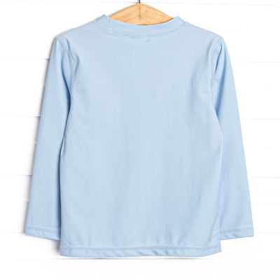 Ahoy Aqua Long Sleeve Rash Guard, Blue