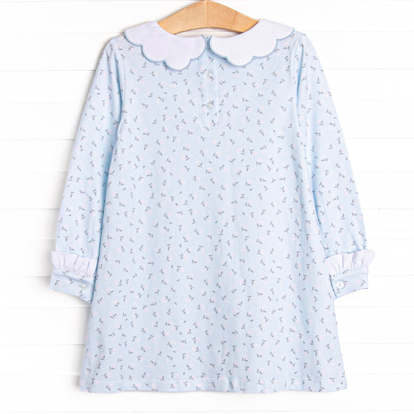 Powder Blue Petals Dress, Blue