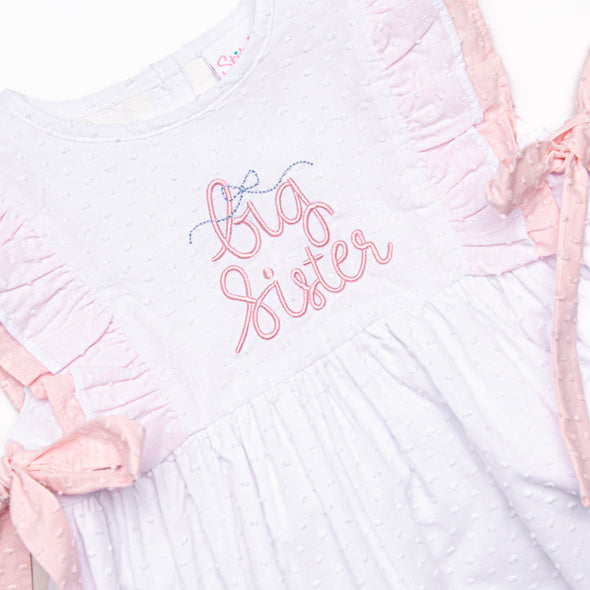 Big Sister Embroidered Dress, White
