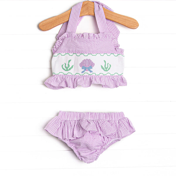 Tidal Treasures Smocked Bikini, Purple