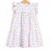 Petite Petals Tiered Dress, Purple