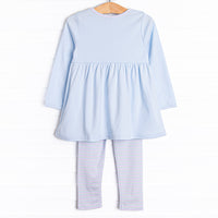Pastel Pinstripe Legging Set, Blue