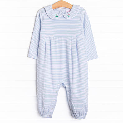 Daddy's Caddy Embroidered Romper, Blue