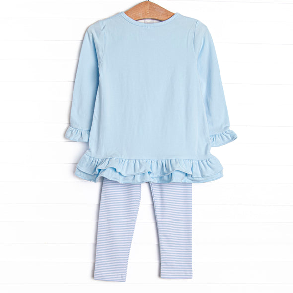 Gorgeous Bow Applique Legging Set, Blue