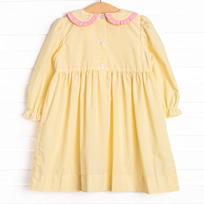Frills and Fall Smocked Dress, Yellow