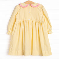 Frills and Fall Smocked Dress, Yellow