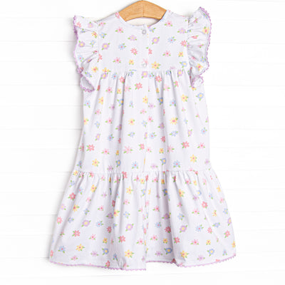 Petite Petals Tiered Dress, Purple
