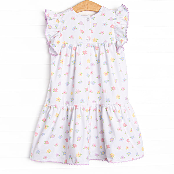 Petite Petals Tiered Dress, Purple