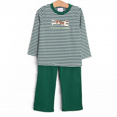 Go Dog Go Applique Pant Set, Green