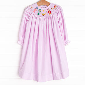 Away in a Manger Smocked Bishop Dress, Pink