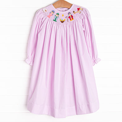 pink smocked christmas dress Pink Christmas Tree Smocked Dress