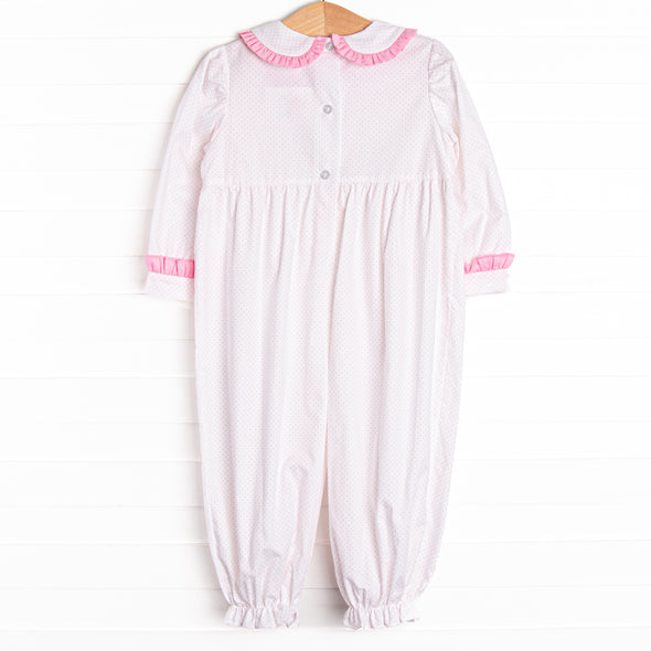 Dots and Decorations Smocked Romper, Pink