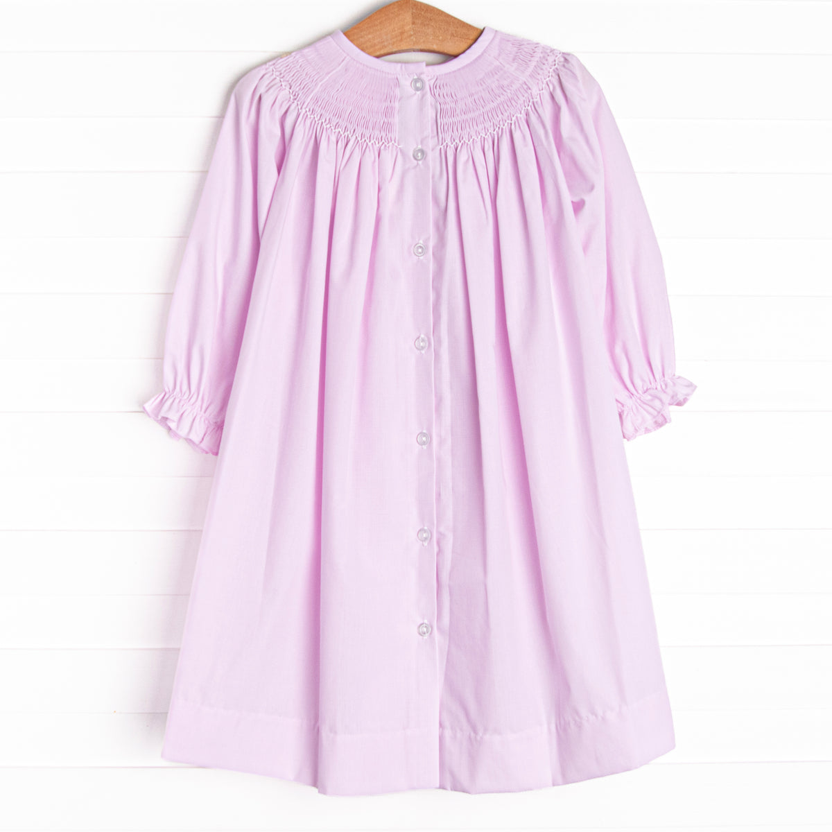 Away in a Manger Smocked Bishop Dress, Pink  Stitchy Fish