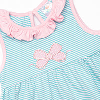 Ribbons and Bows Applique Sleeveless Dress, Mint