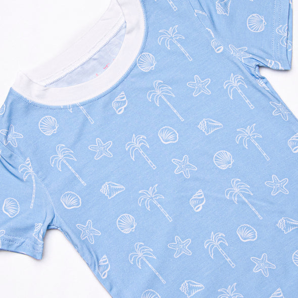 White Sands Bamboo Pajama Short Set, Blue