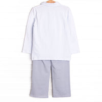 Levi Pocket Pant Set, Slate Blue Stripe