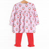 Holly Wreath Holiday Ruffle Legging Set, Pink