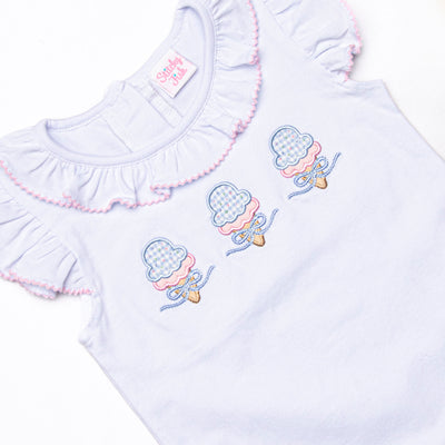Soft Serve Scoops Applique Ruffle Short Set, Pink