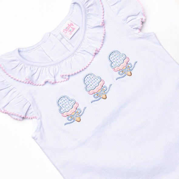 Soft Serve Scoops Applique Ruffle Short Set, Pink