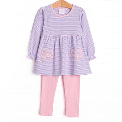 Brookhaven Bows Applique Legging Set, Purple