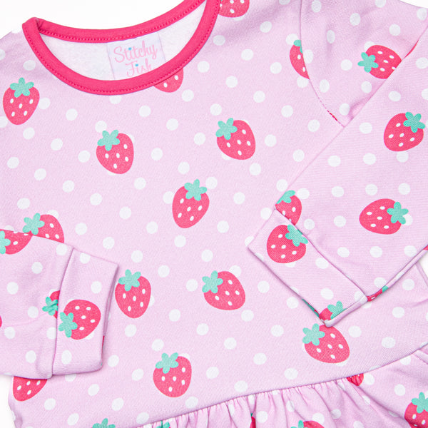 Strawberry Tart French Terry Legging Set, Pink