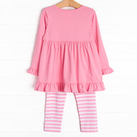Bethlehem Baby Applique Legging Set, Pink