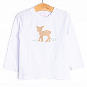 Fawn and Games Applique Top, White