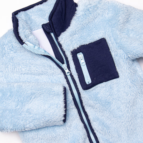 Fuzzy Zip-Up Jacket, Blue