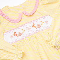 Frills and Fall Smocked Dress, Yellow