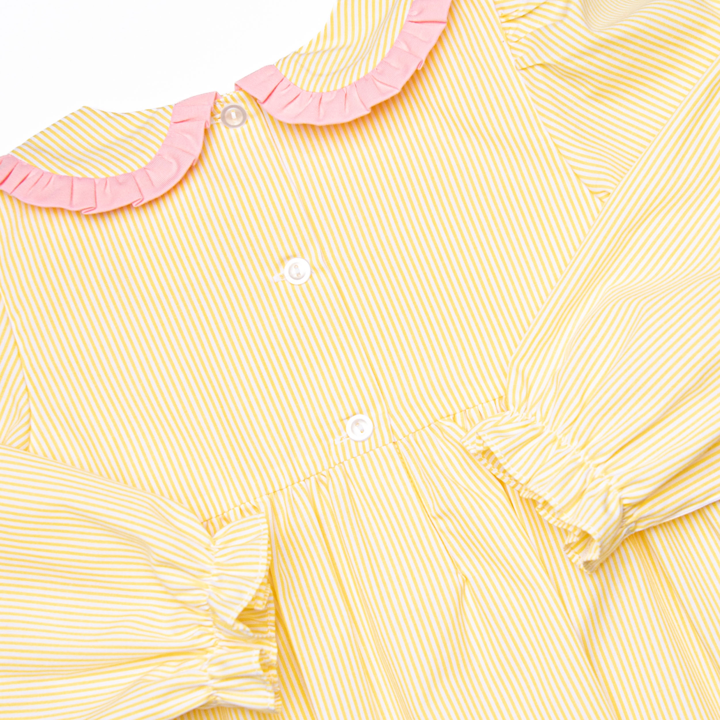Frills and Fall Smocked Dress, Yellow Stitchy Fish Frills and Fall Smocked Dress, Yellow Stitchy Fish