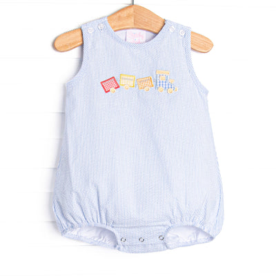 Little Steam Engine Applique Bubble, Blue