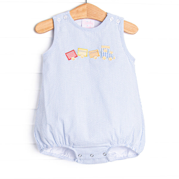 Little Steam Engine Applique Bubble, Blue