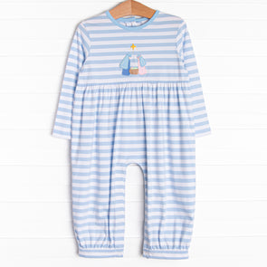 Bethlehem Baby Applique Romper, Blue