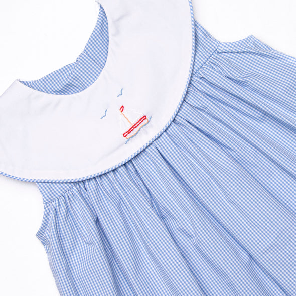 Summer at Sea Embroidered Dress, Blue