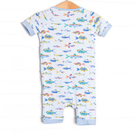 Shimmering Scales Bamboo Short Zippy Pajama, Blue